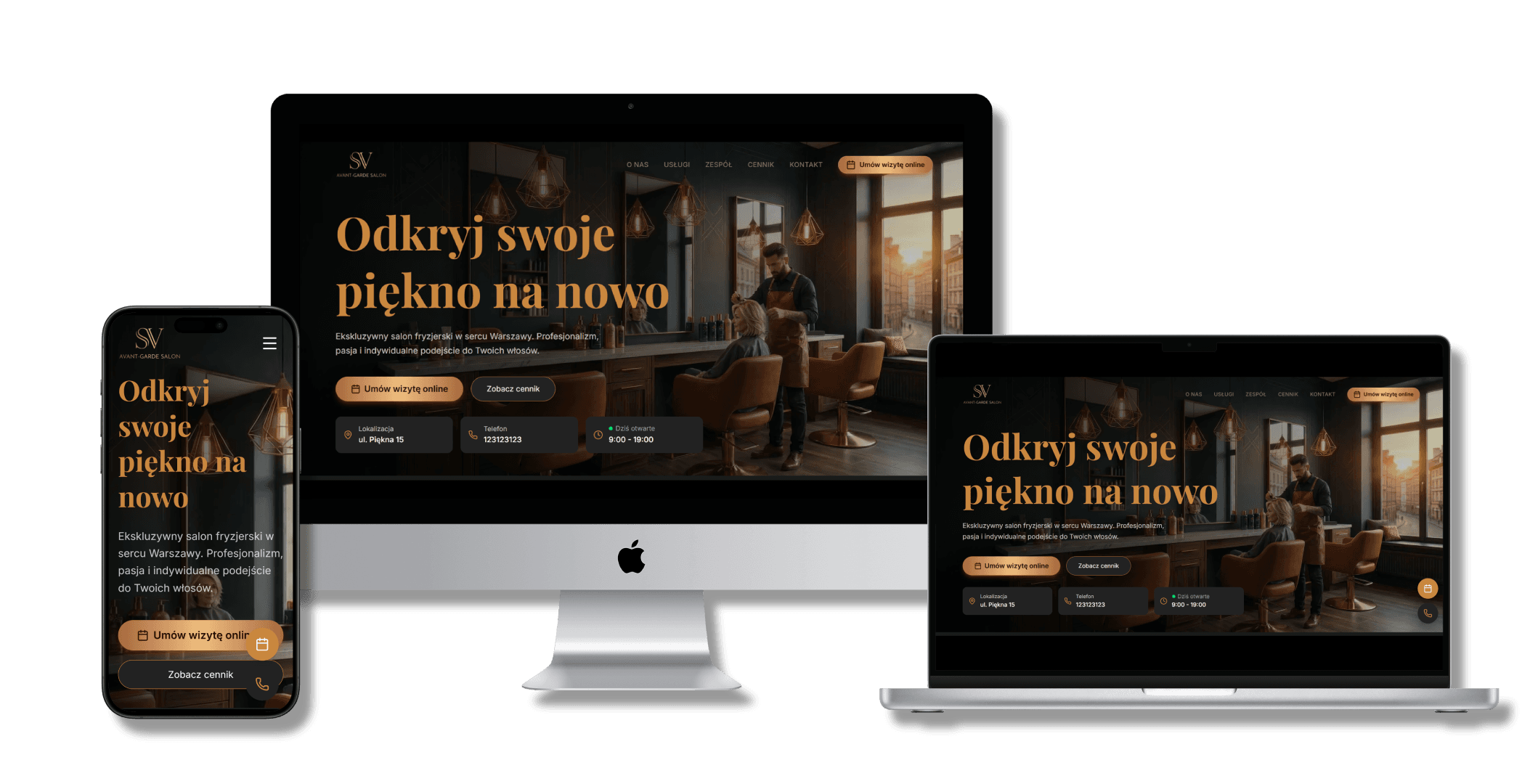 Salon Glamour – Strona salonu fryzjerskiego, która rezerwuje wizyty 24/7