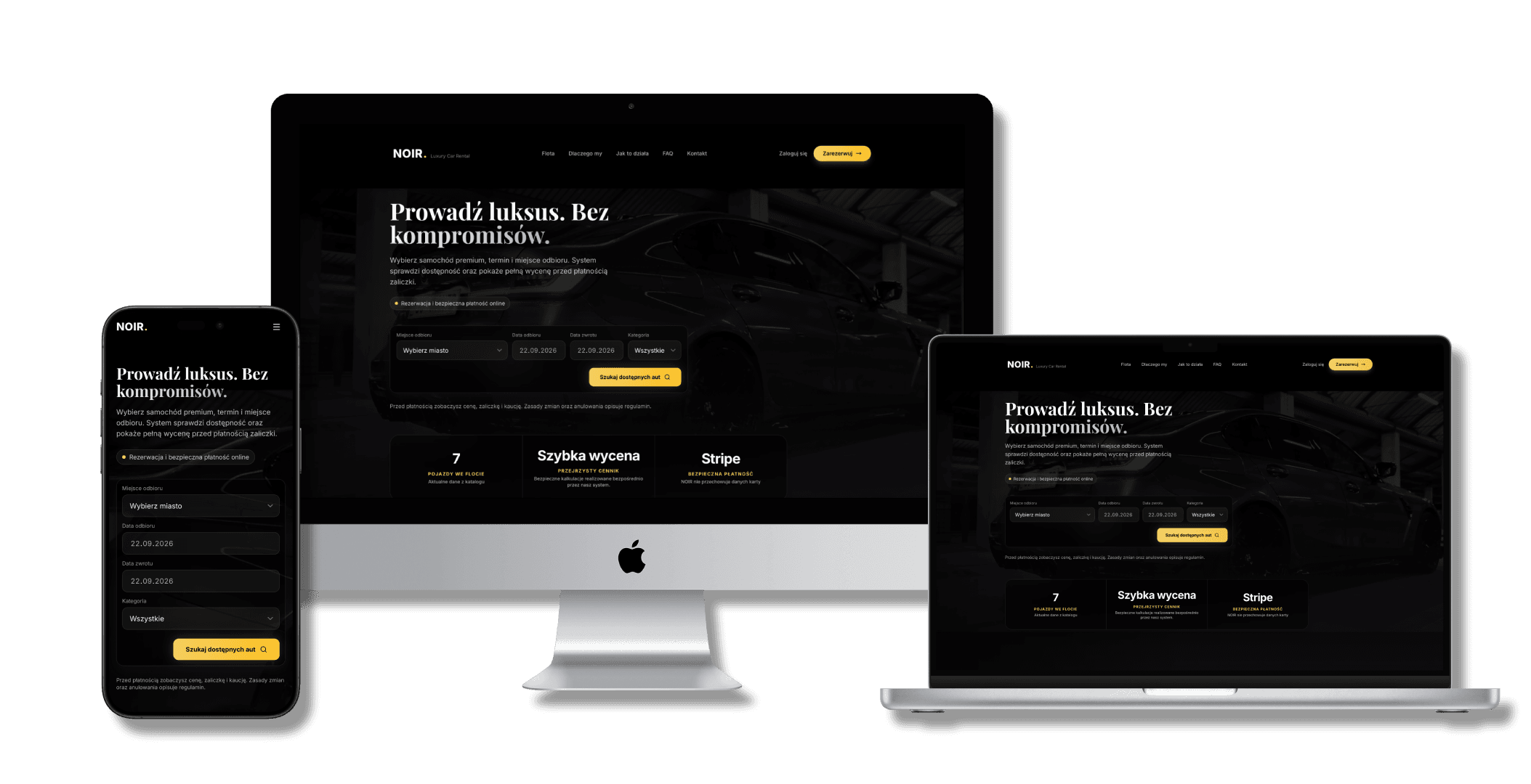NOIR Rental – wypożyczalnia aut premium ze Stripe, maszyną stanów rezerwacji i 2FA